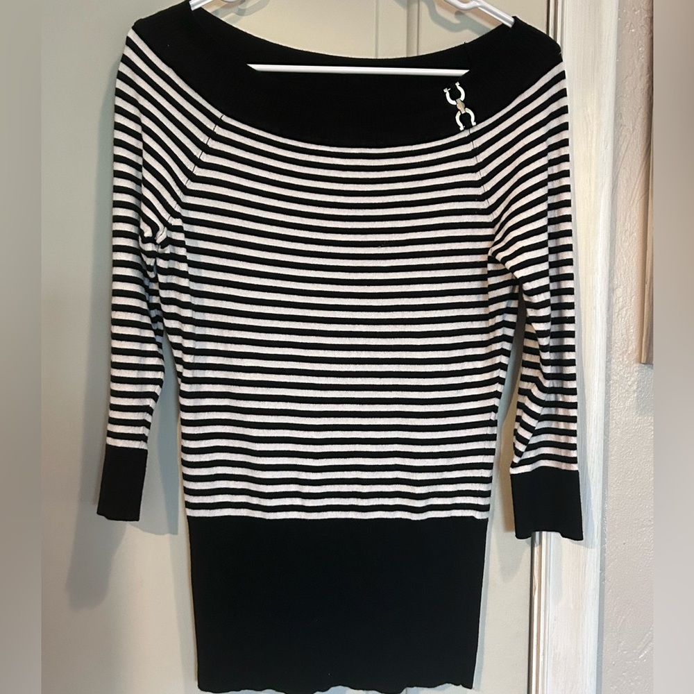 White House Black Market Striped Off-the-Shoulder Sweater WHBM